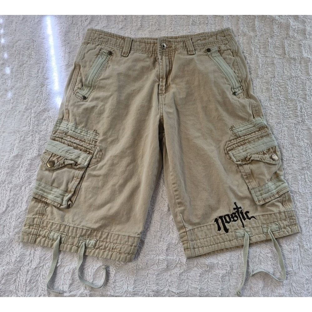 Vintage Y2K Nostic Baggy Cargo Shorts Khaki Men's 34 Jim Jones Goth Streetwear